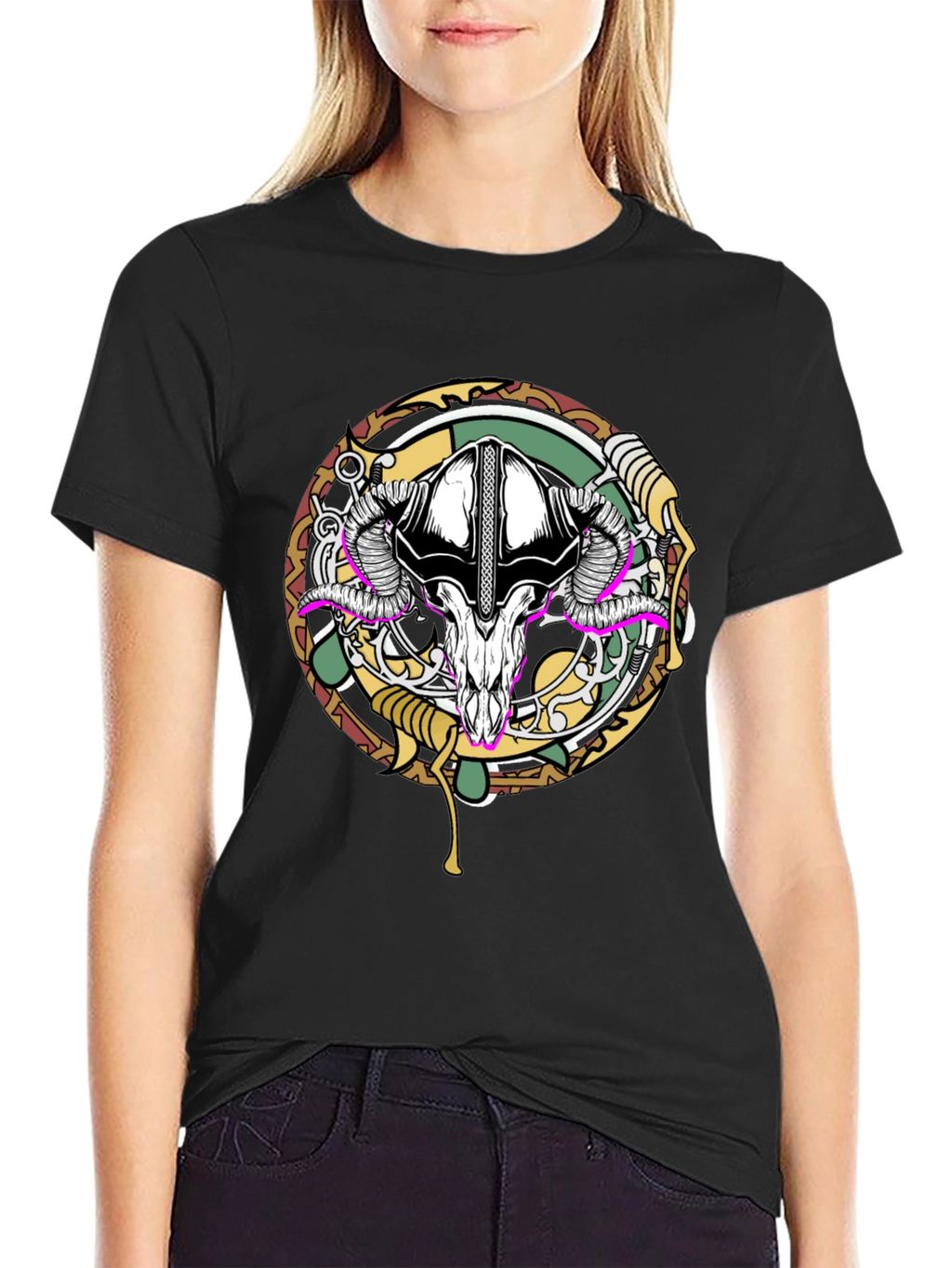Skull Graphic Print Black T-Shirt