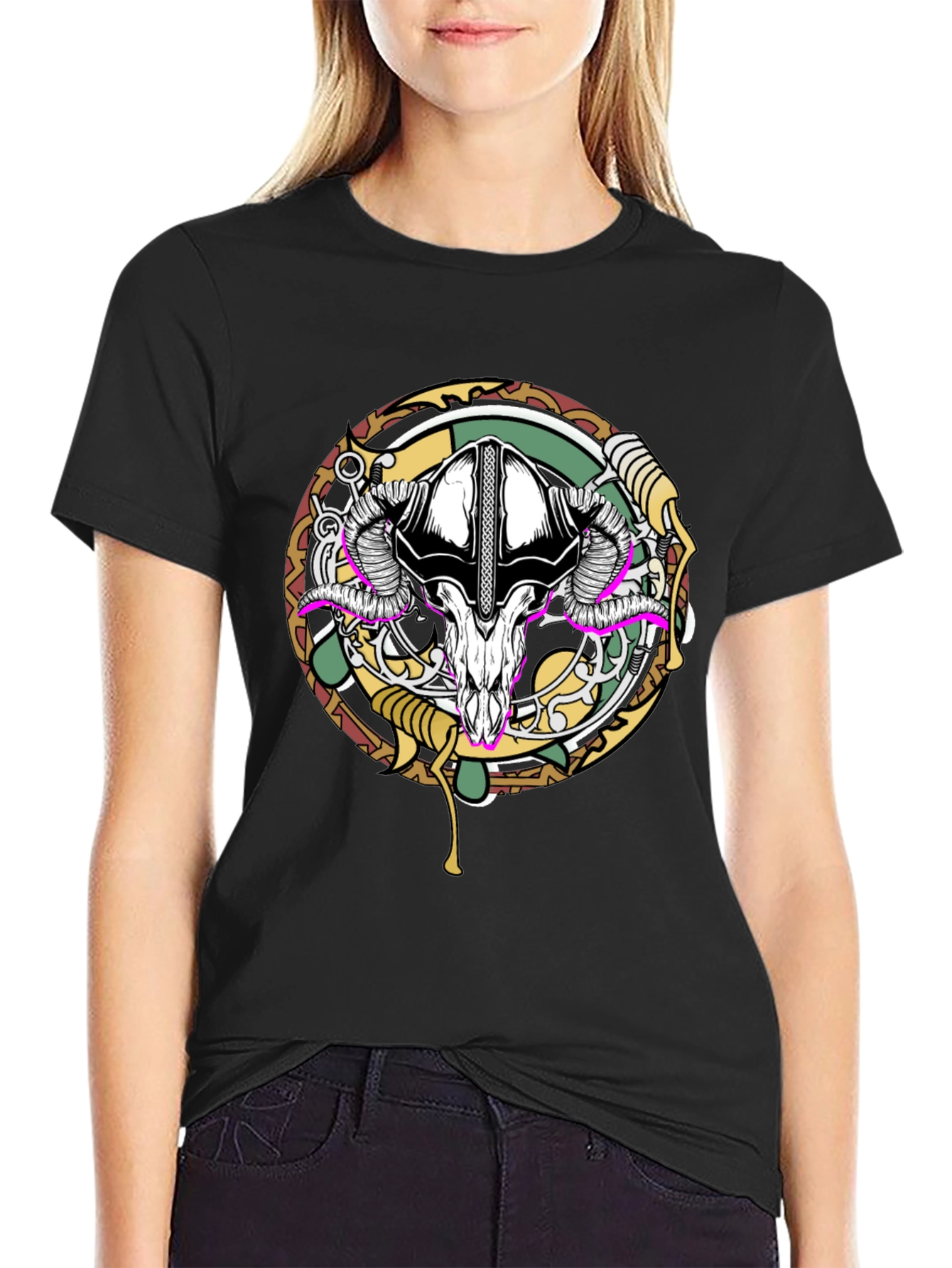 Skull Graphic Print Black T-Shirt