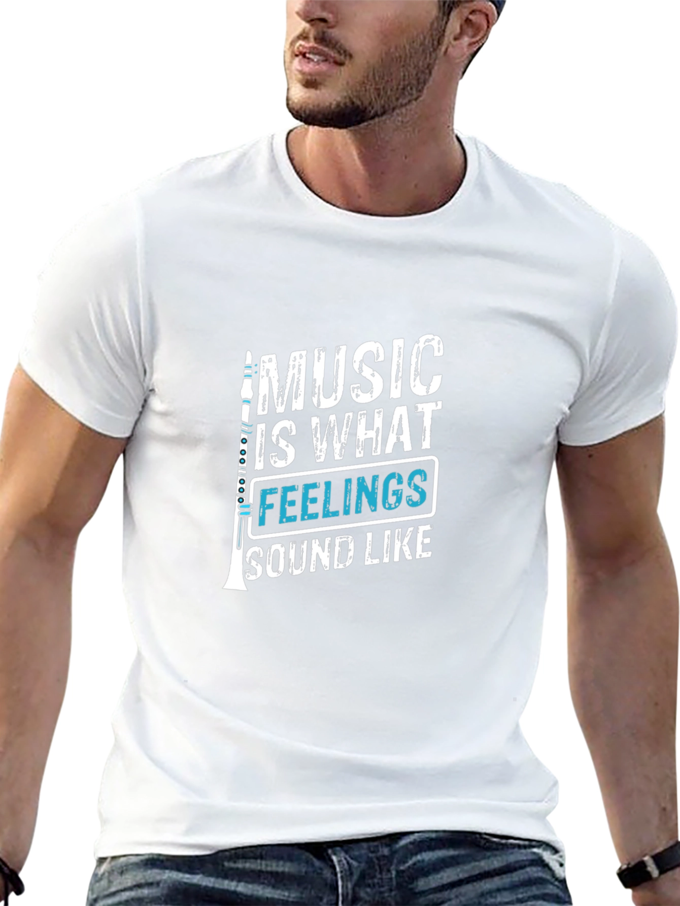 Music is What Feelings Sound Like Black T-Shirt