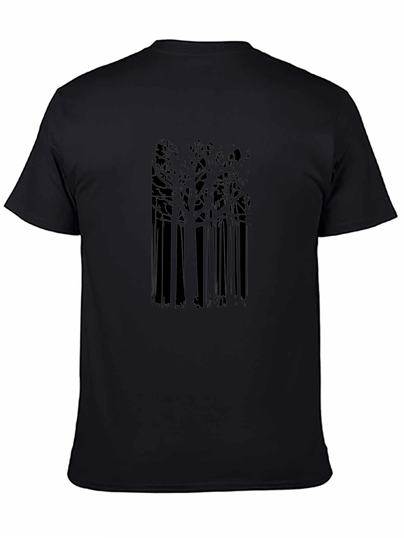 Mens Black T-Shirt with Dark Forest Graphic