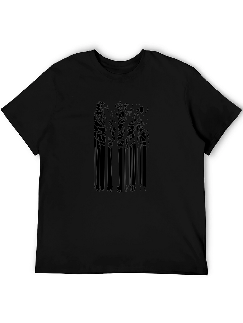 Mens Black T-Shirt with Dark Forest Graphic