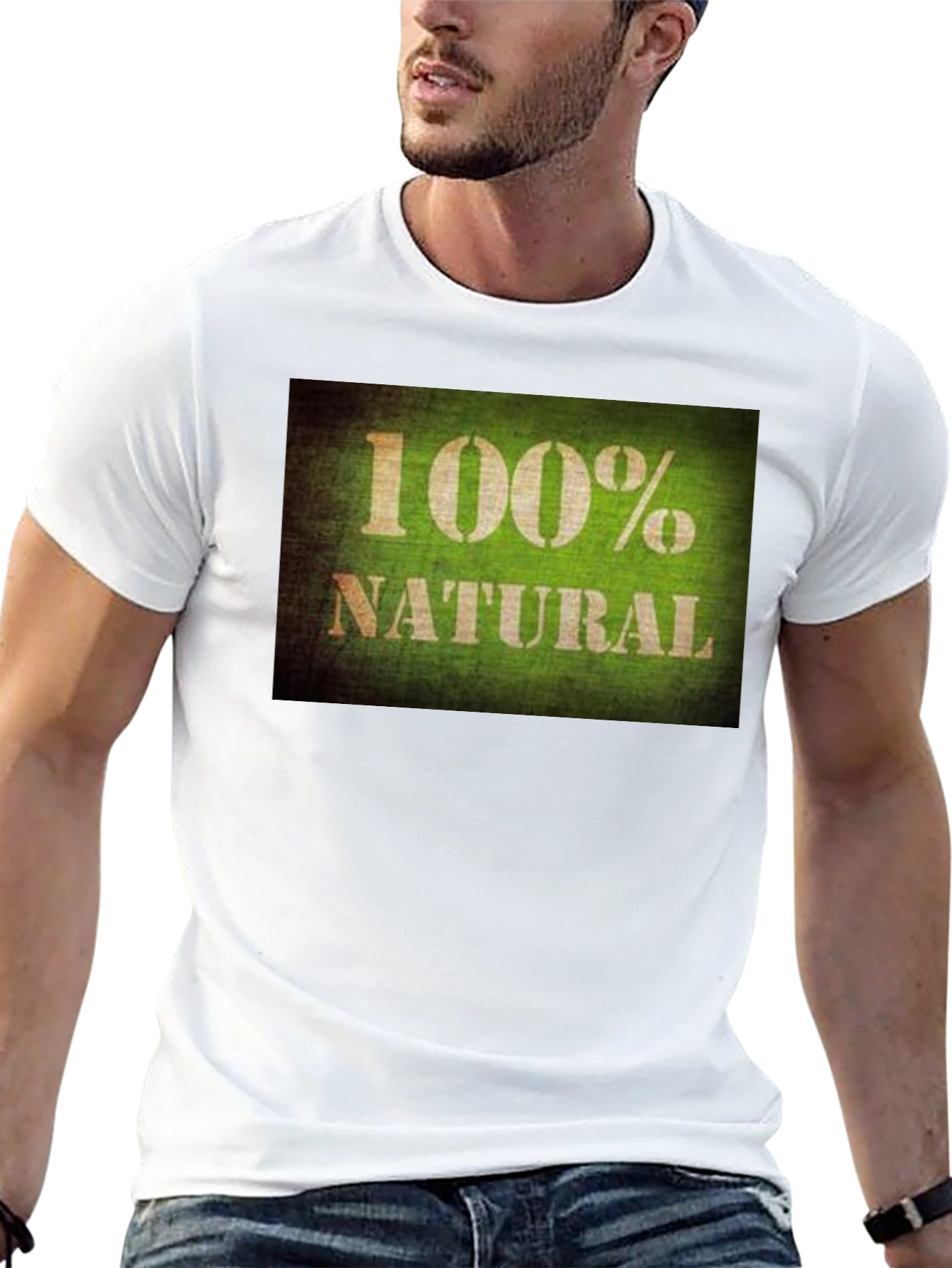 100% Natural Graphic Tee - Soft Black Cotton T-Shirt
