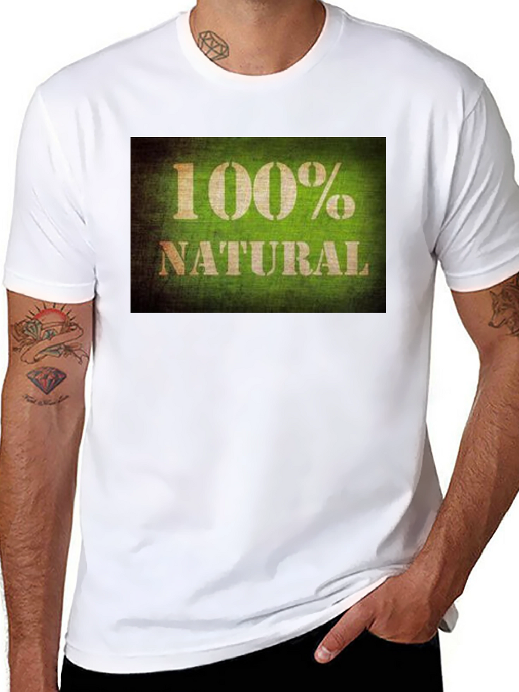 100% Natural Graphic Tee - Soft Black Cotton T-Shirt