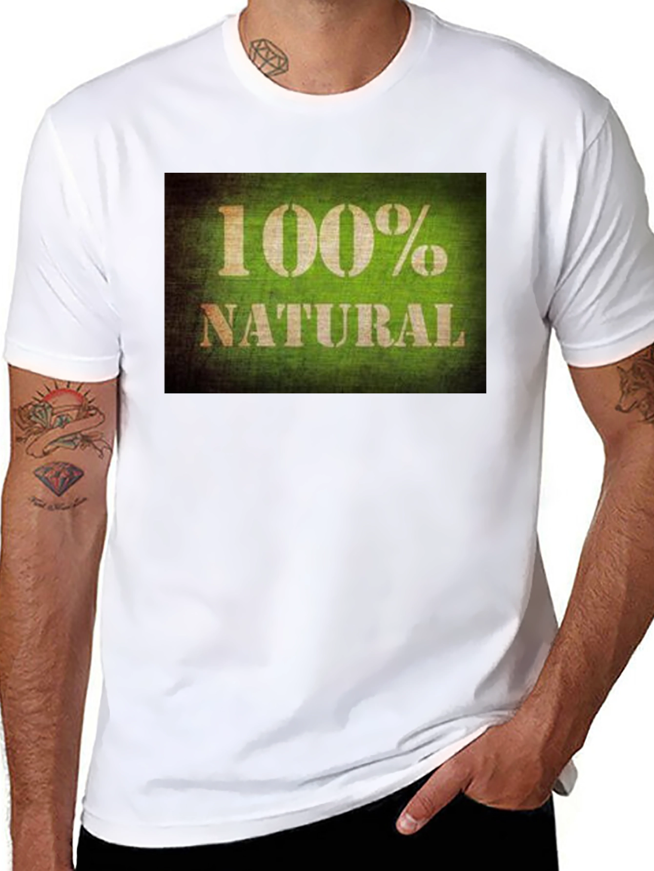 100% Natural Graphic Tee - Soft Black Cotton T-Shirt