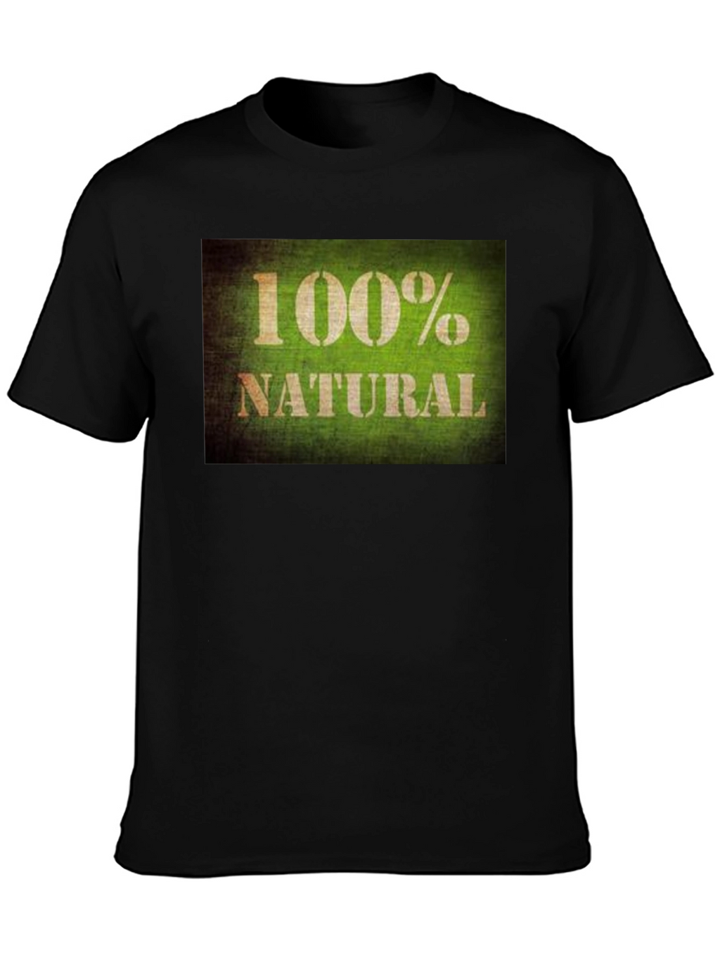 100% Natural Graphic Tee - Soft Black Cotton T-Shirt