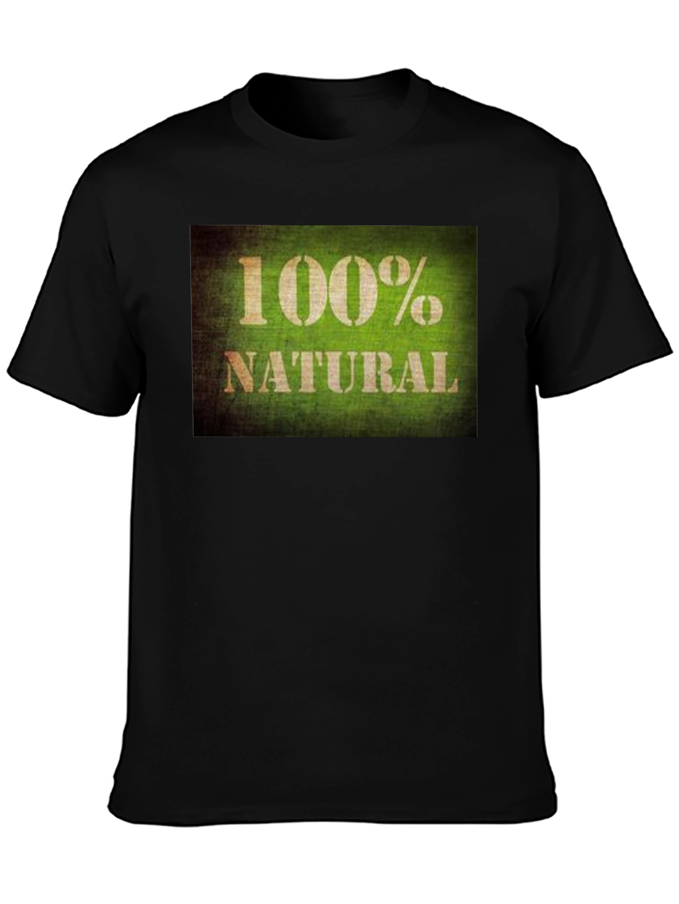 100% Natural Graphic Tee - Soft Black Cotton T-Shirt