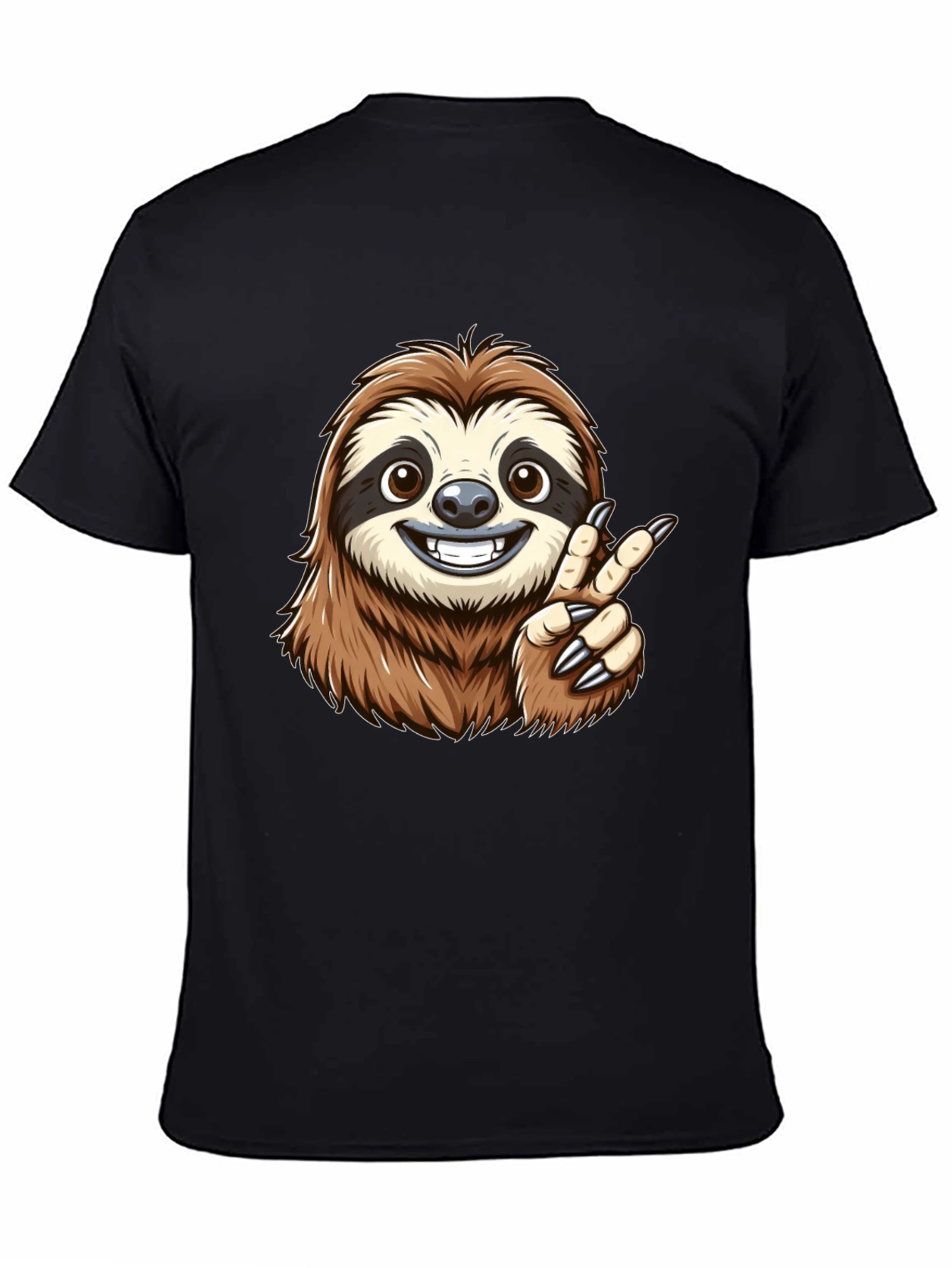 Sloth Peace Sign Black T-Shirt