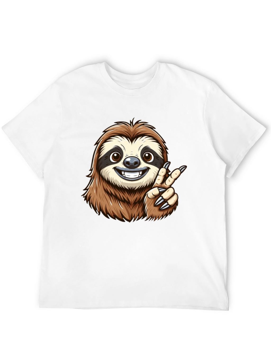 Sloth Peace Sign Black T-Shirt