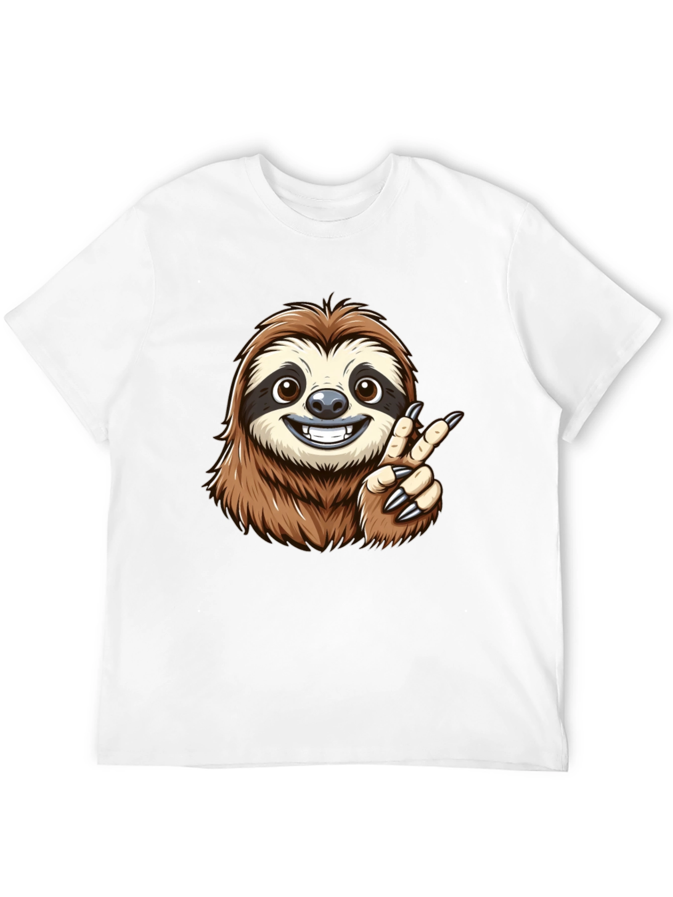 Sloth Peace Sign Black T-Shirt