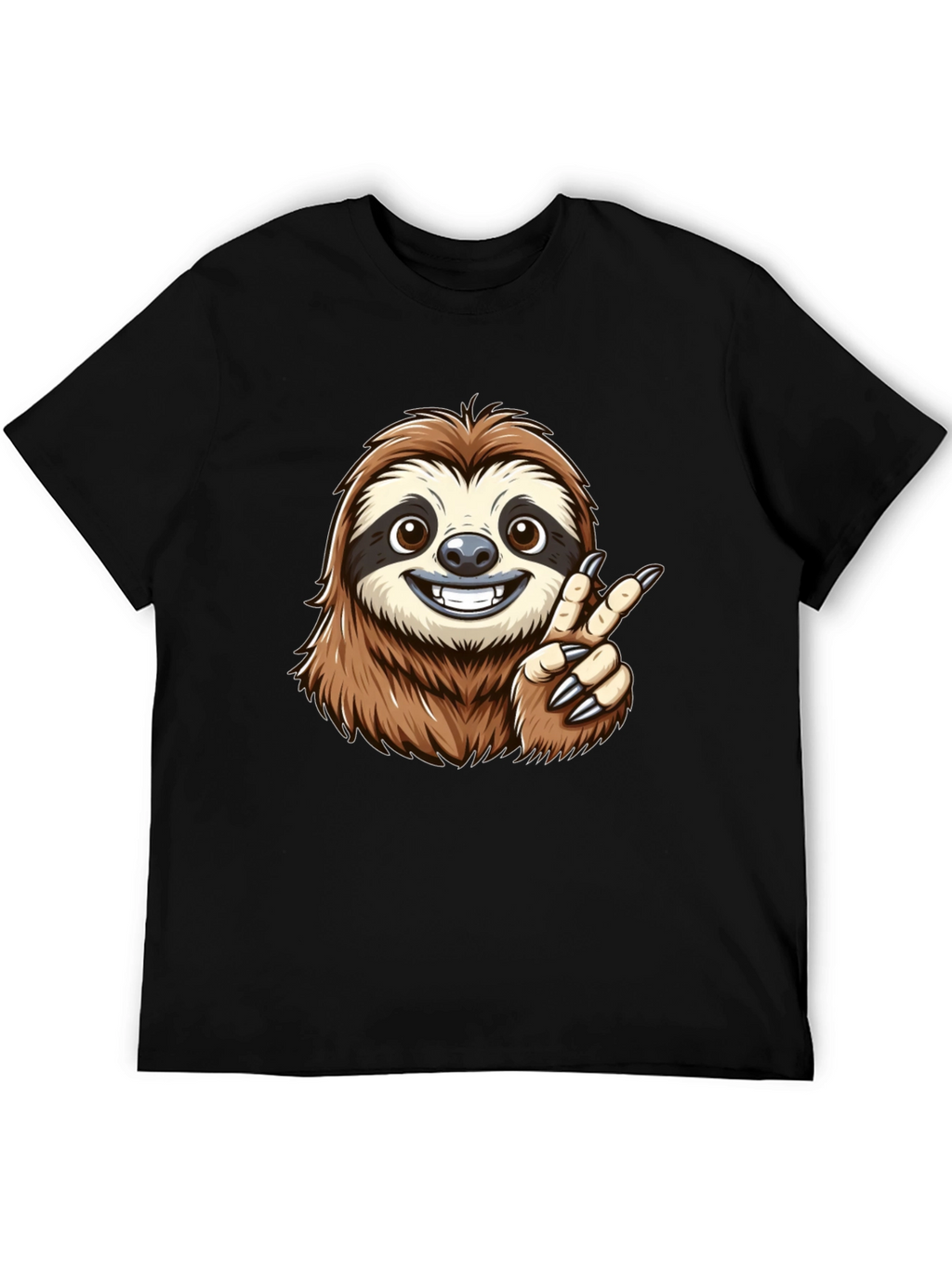 Sloth Peace Sign Black T-Shirt