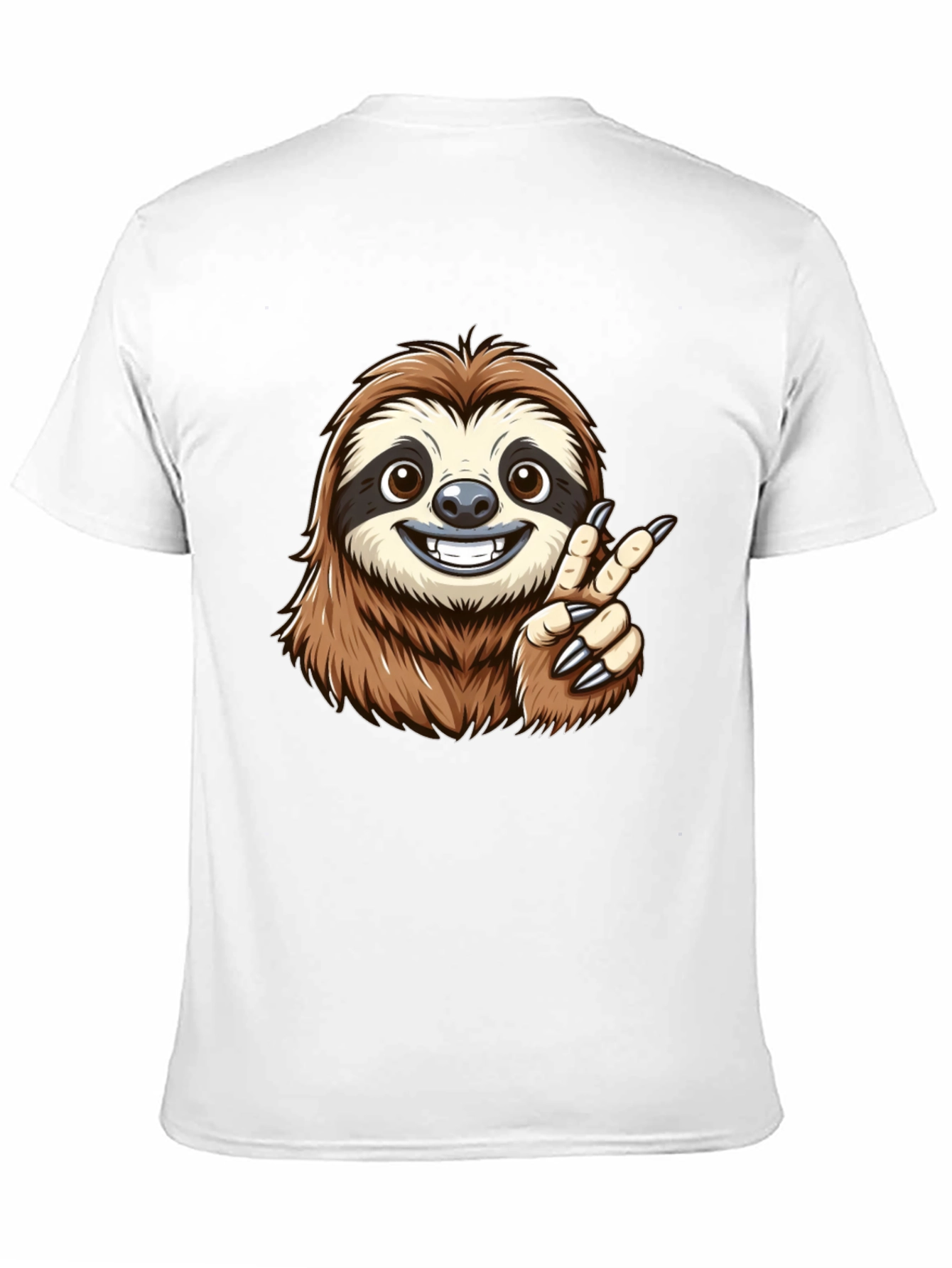 Sloth Peace Sign Black T-Shirt