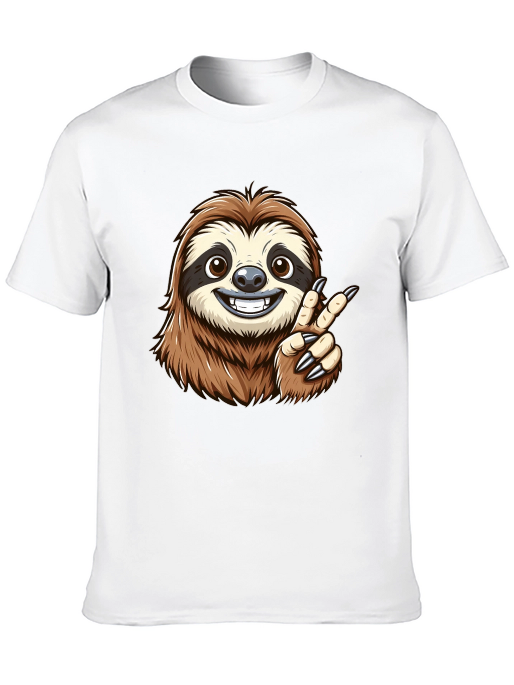Sloth Peace Sign Black T-Shirt
