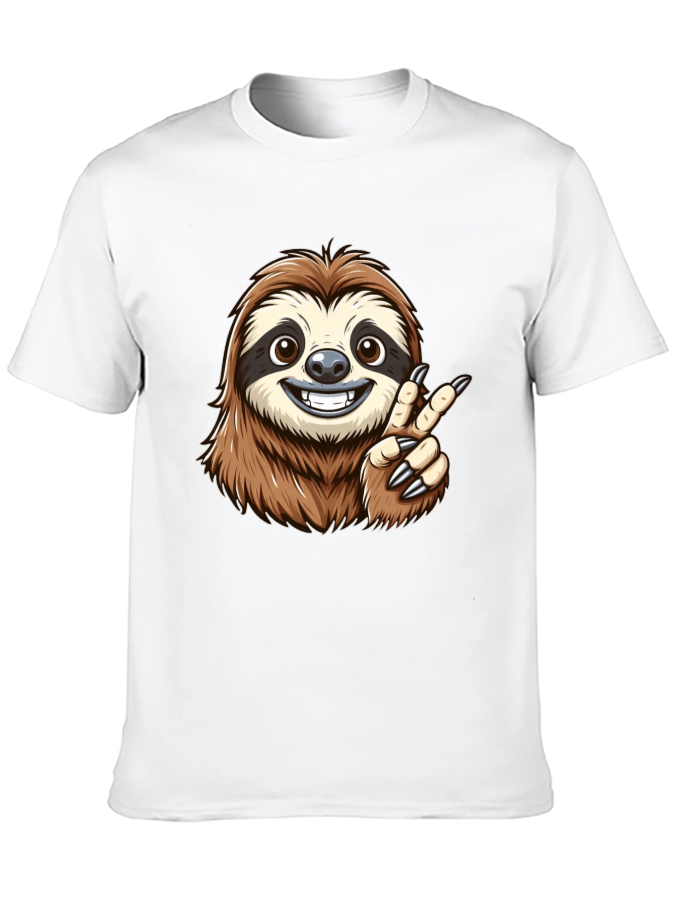 Sloth Peace Sign Black T-Shirt