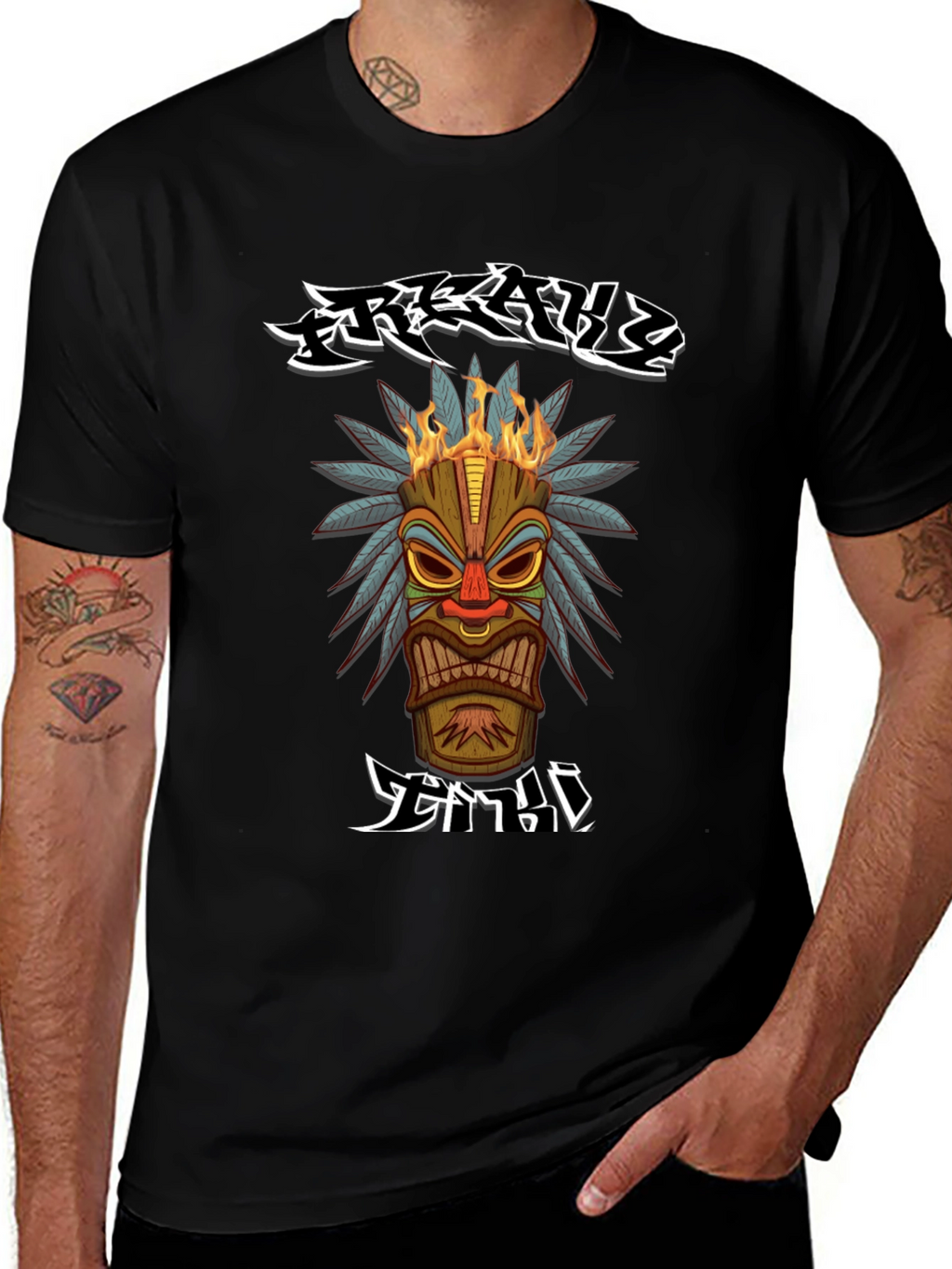 Tribal Tiki Head Graphic T-Shirt