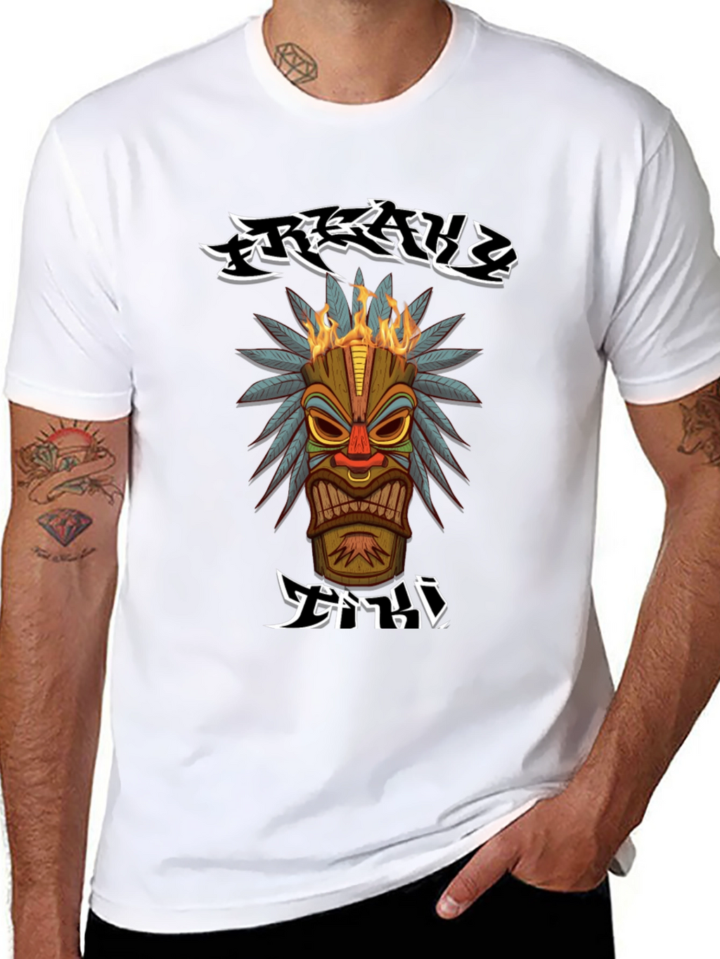Tribal Tiki Head Graphic T-Shirt
