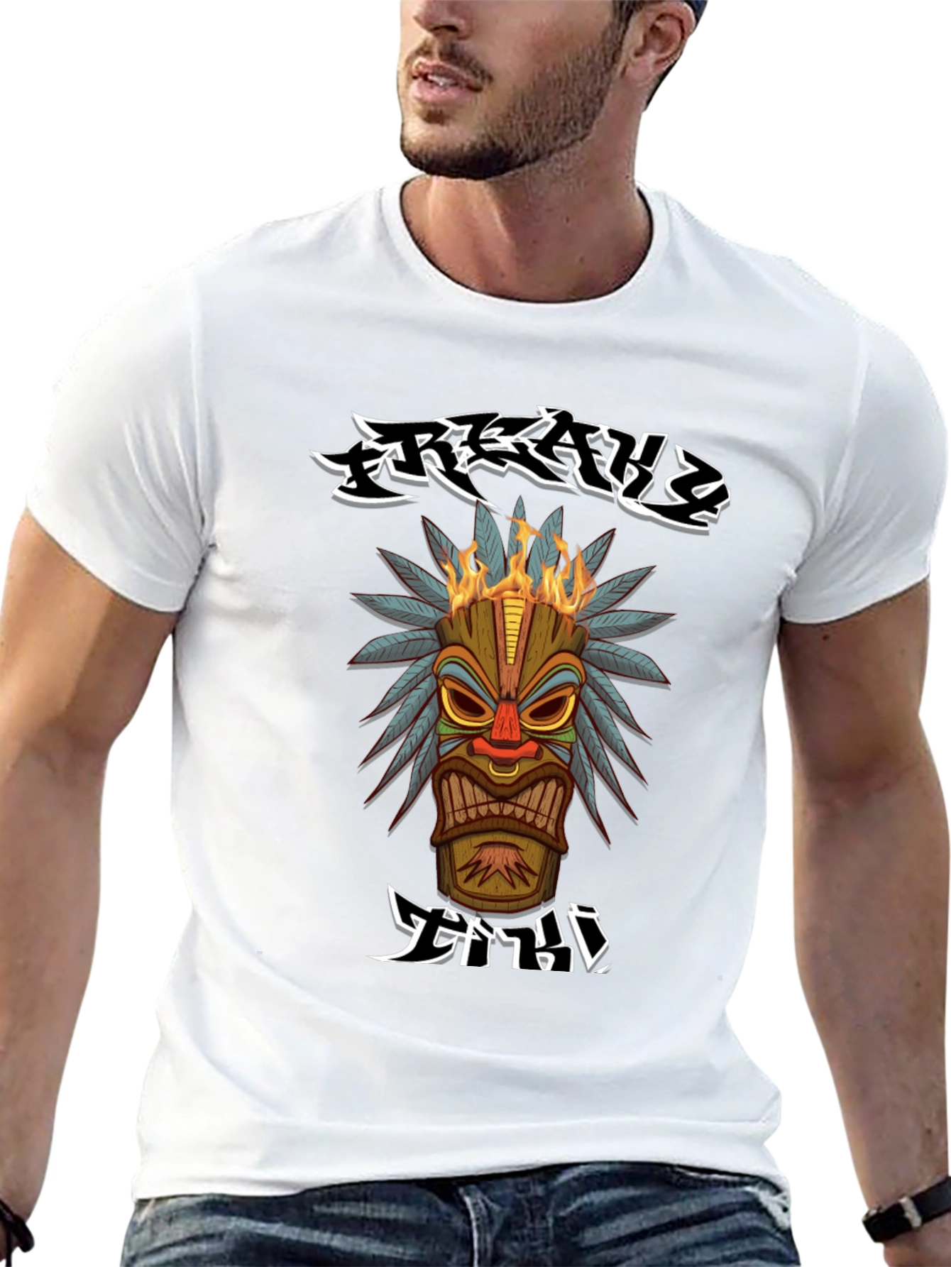 Tribal Tiki Head Graphic T-Shirt