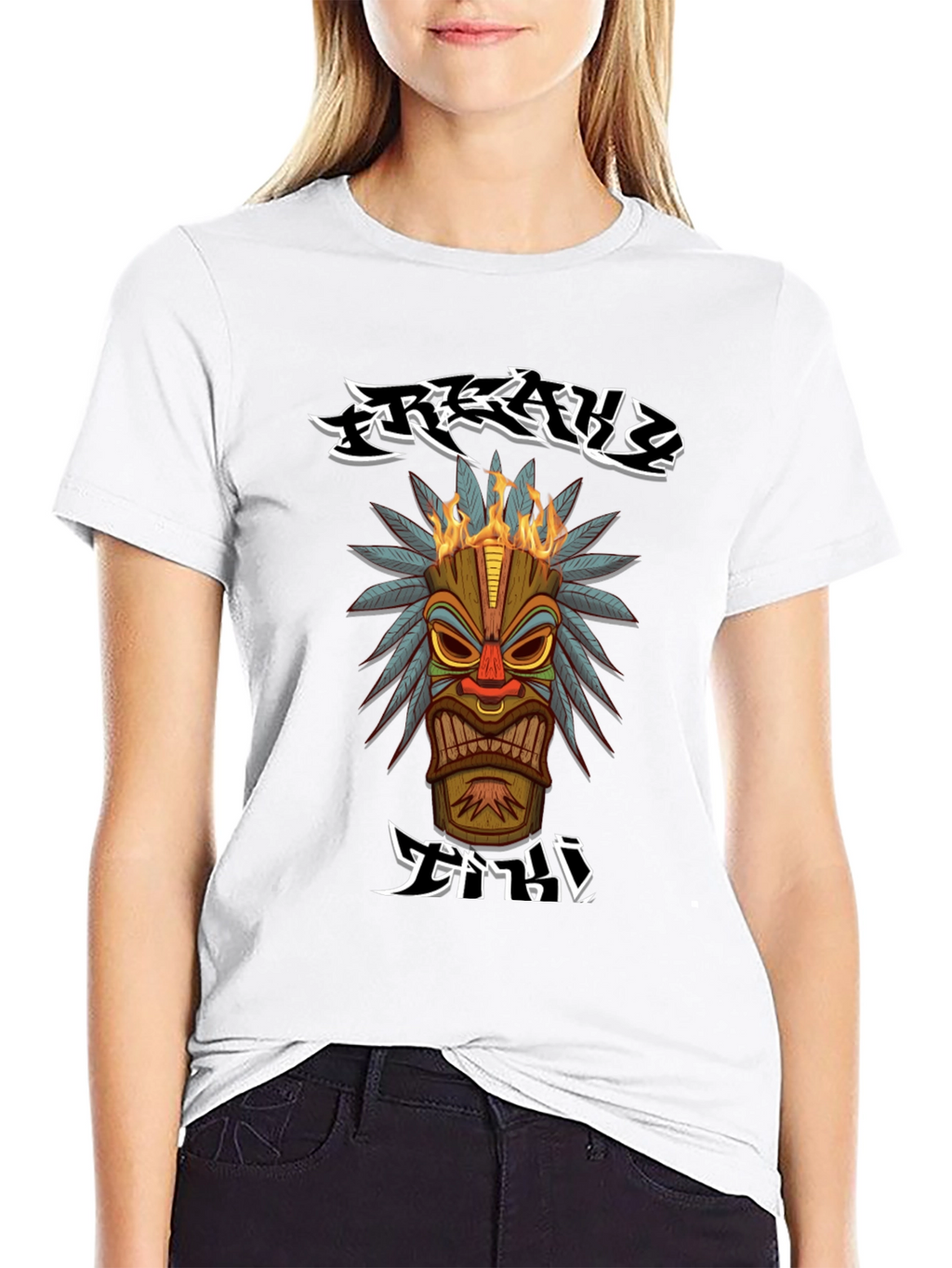 Tribal Tiki Head Graphic T-Shirt