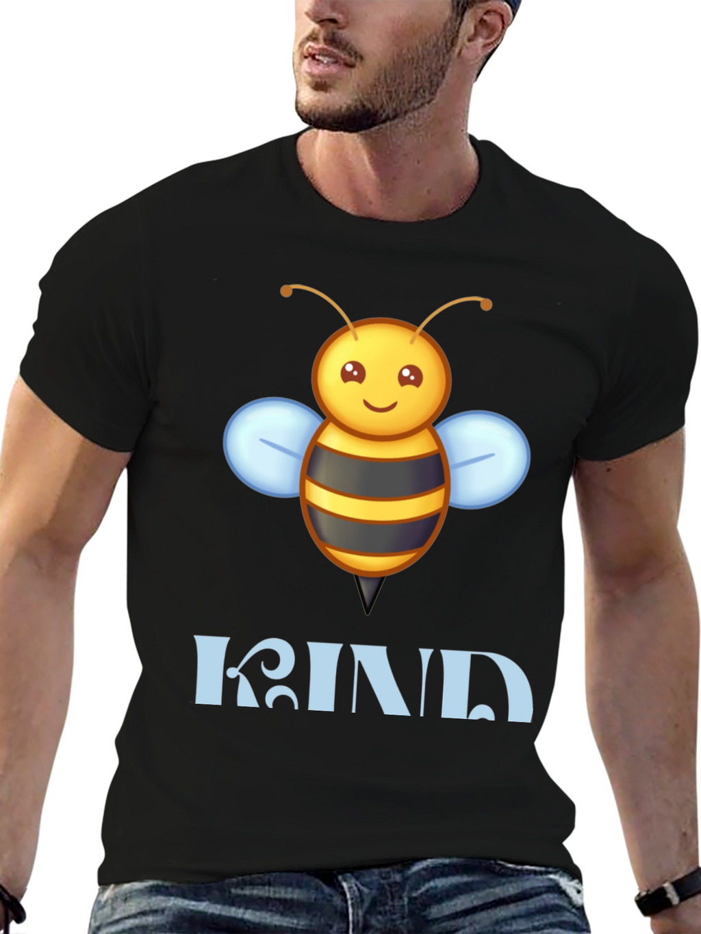 Be Kind Bee Graphic Tee - Black Cotton T-Shirt