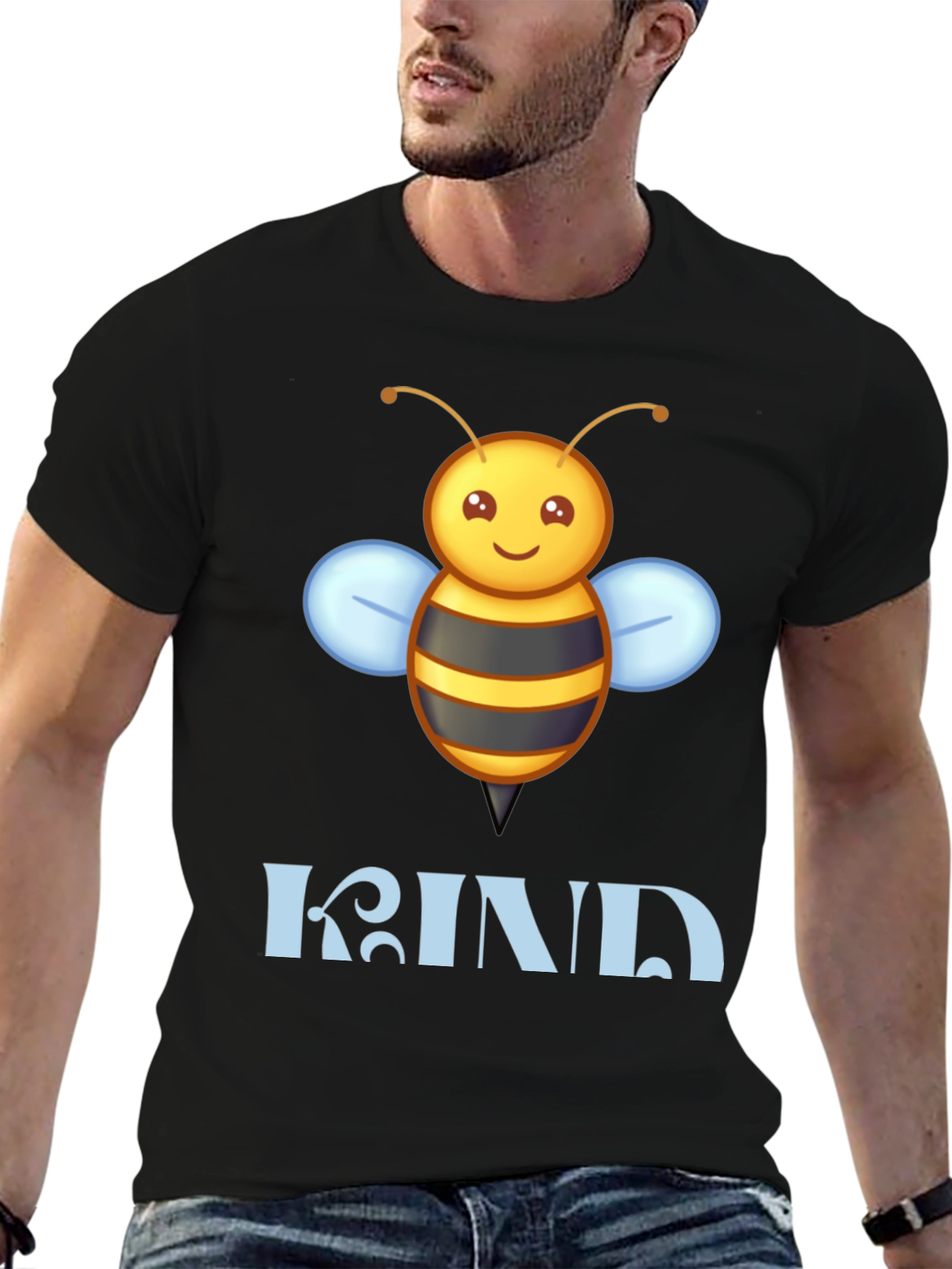 Be Kind Bee Graphic Tee - Black Cotton T-Shirt