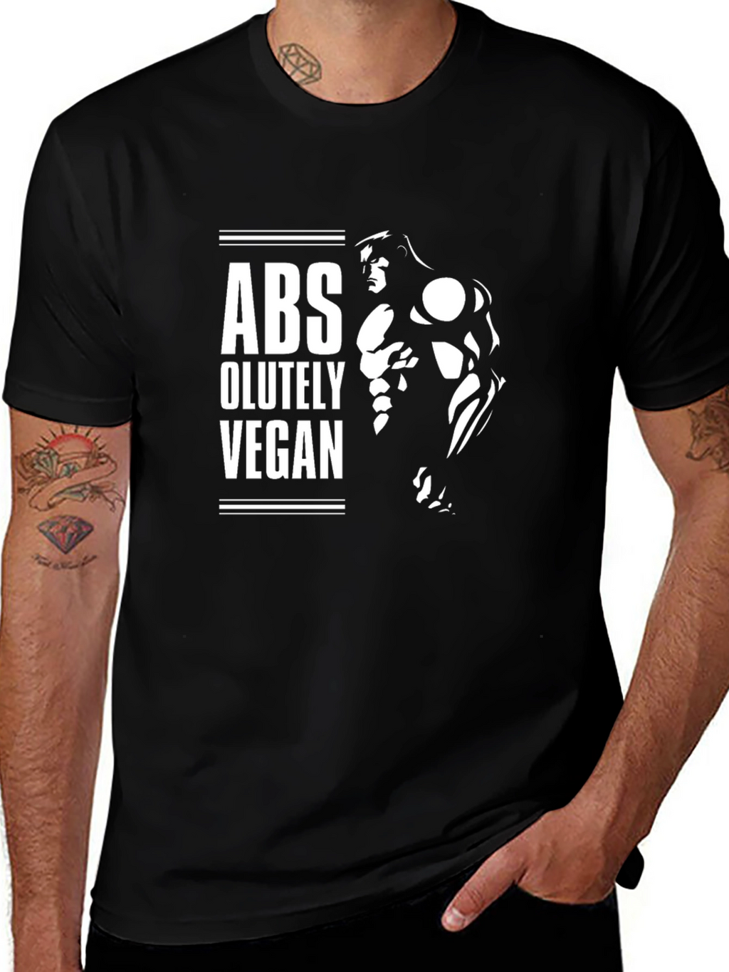 Abs-olutely Vegan Graphic T-Shirt - Bodybuilder Fitness Tee