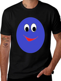 Smiley Face Graphic T-Shirt - Blue
