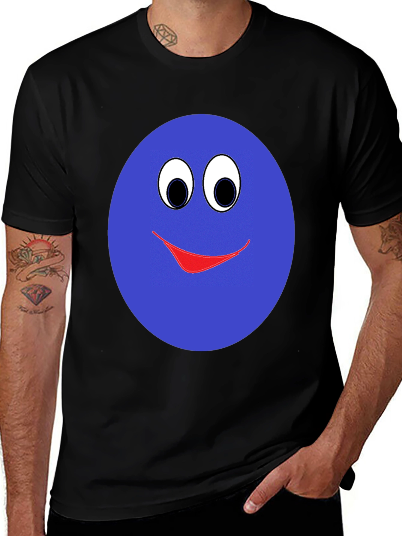 Smiley Face Graphic T-Shirt - Blue