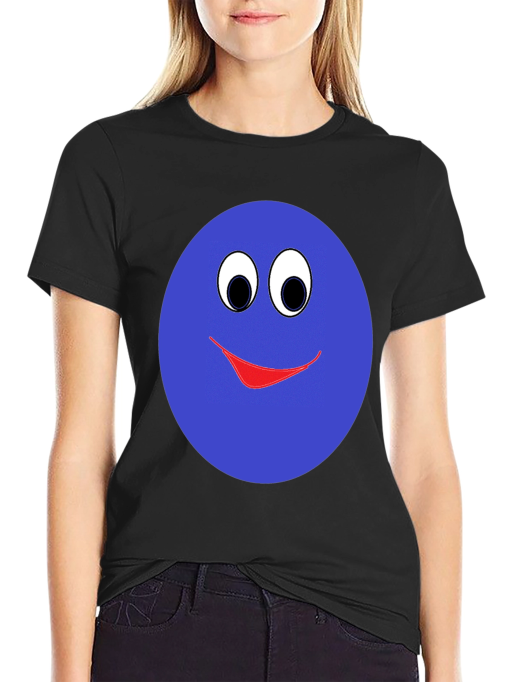 Smiley Face Graphic T-Shirt - Blue