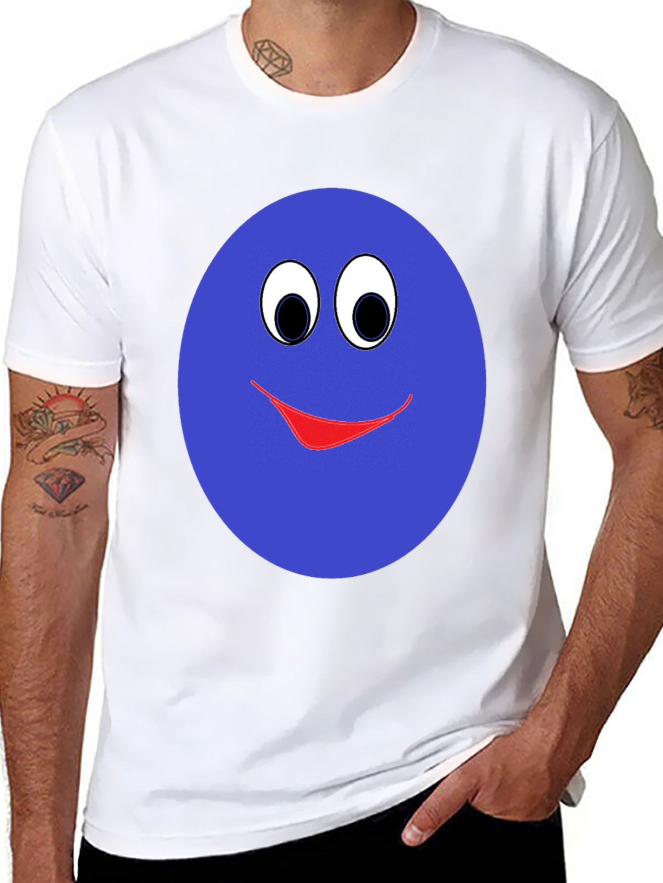 Smiley Face Graphic T-Shirt - Blue