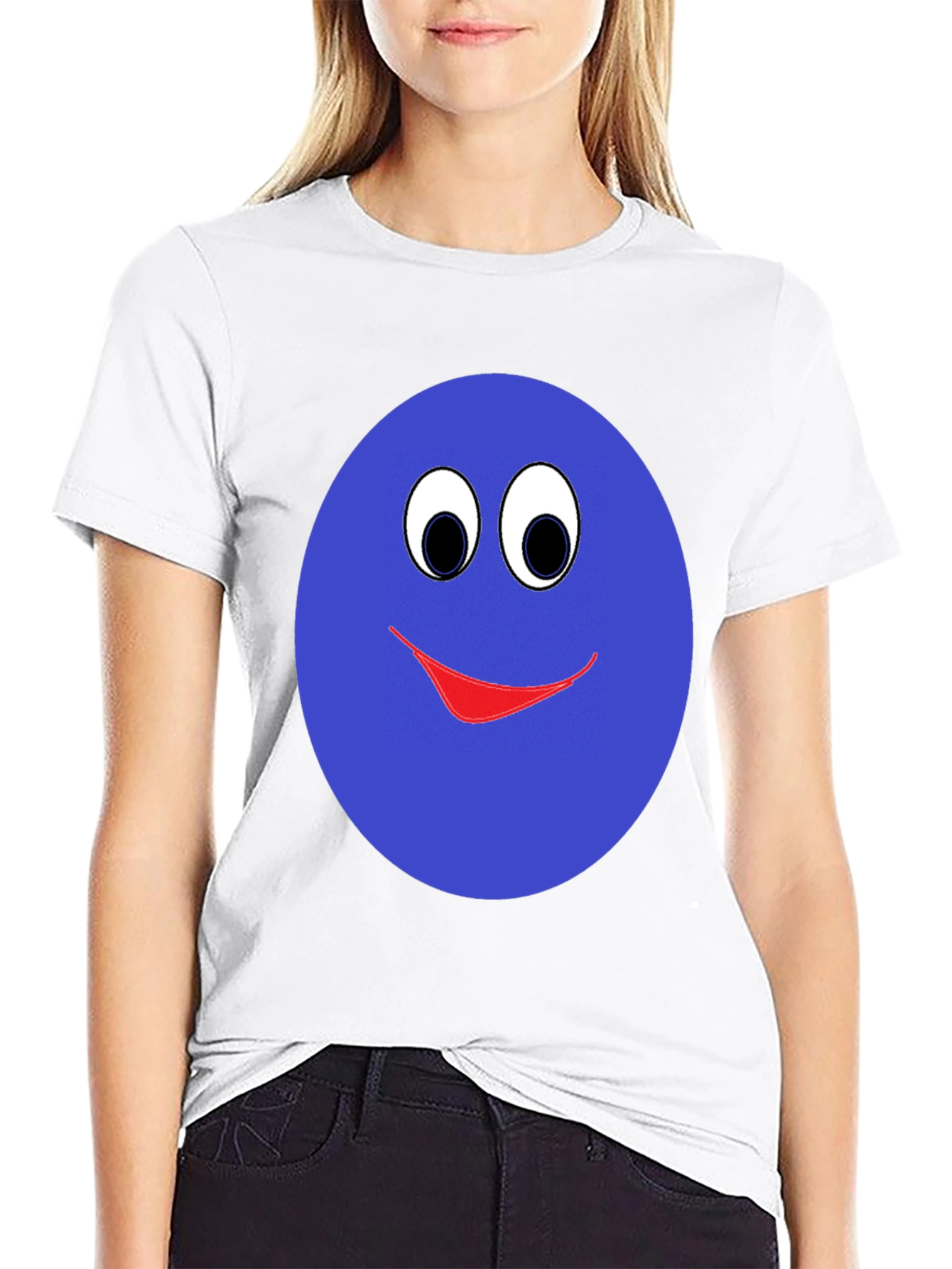 Smiley Face Graphic T-Shirt - Blue