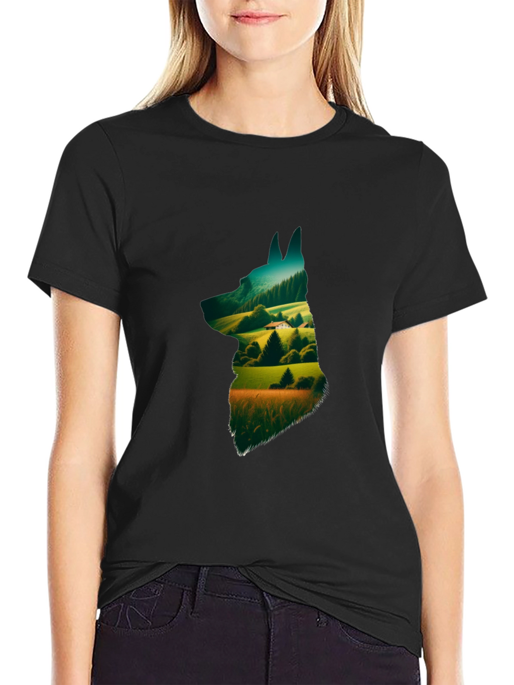 Nature Dog Graphic Tee - Stylish Black Cotton Shirt