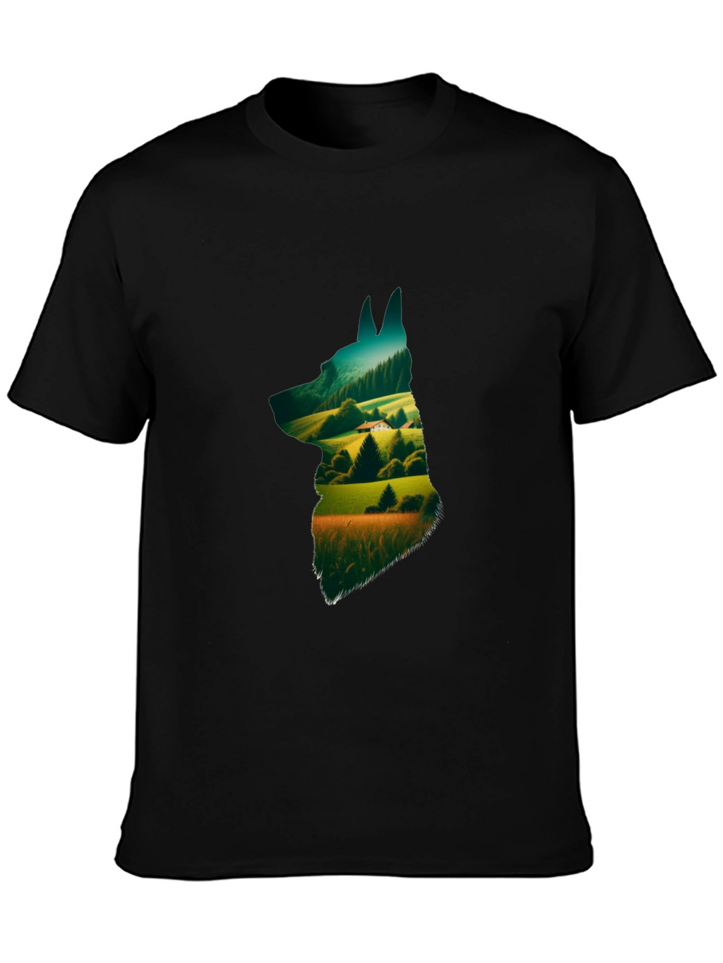 Nature Dog Graphic Tee - Stylish Black Cotton Shirt