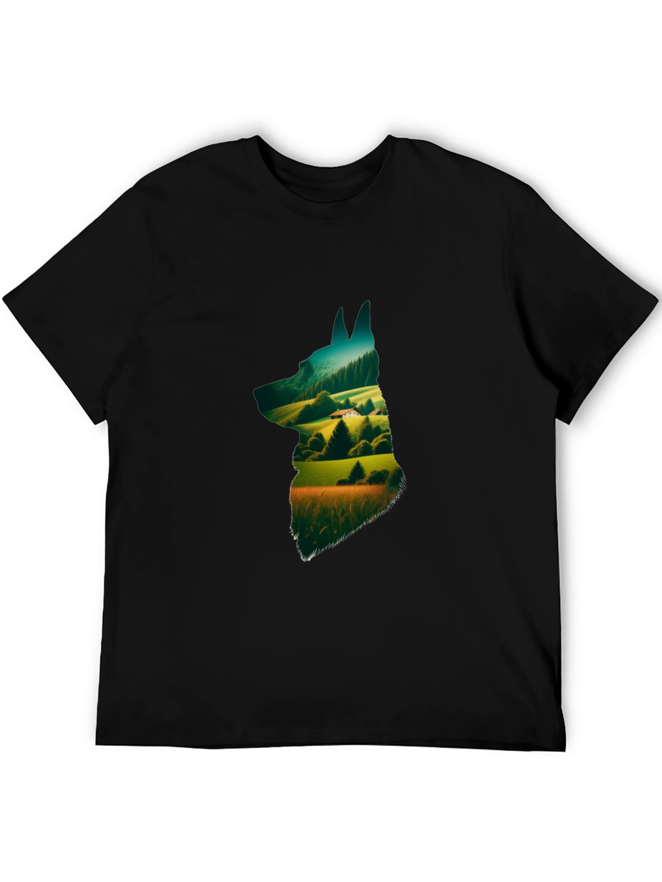 Nature Dog Graphic Tee - Stylish Black Cotton Shirt