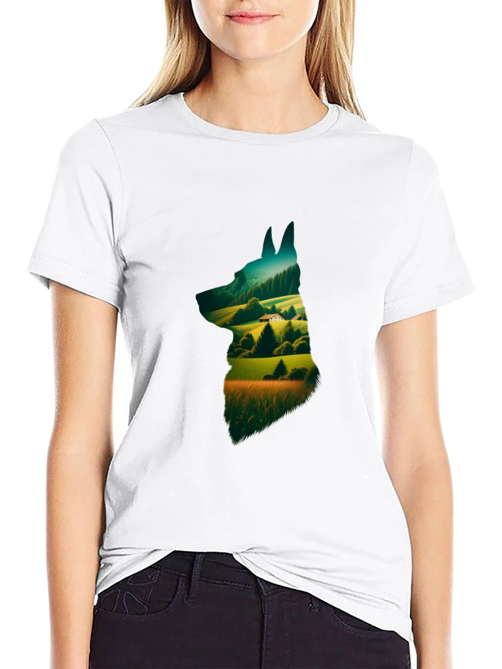 Nature Dog Graphic Tee - Stylish Black Cotton Shirt