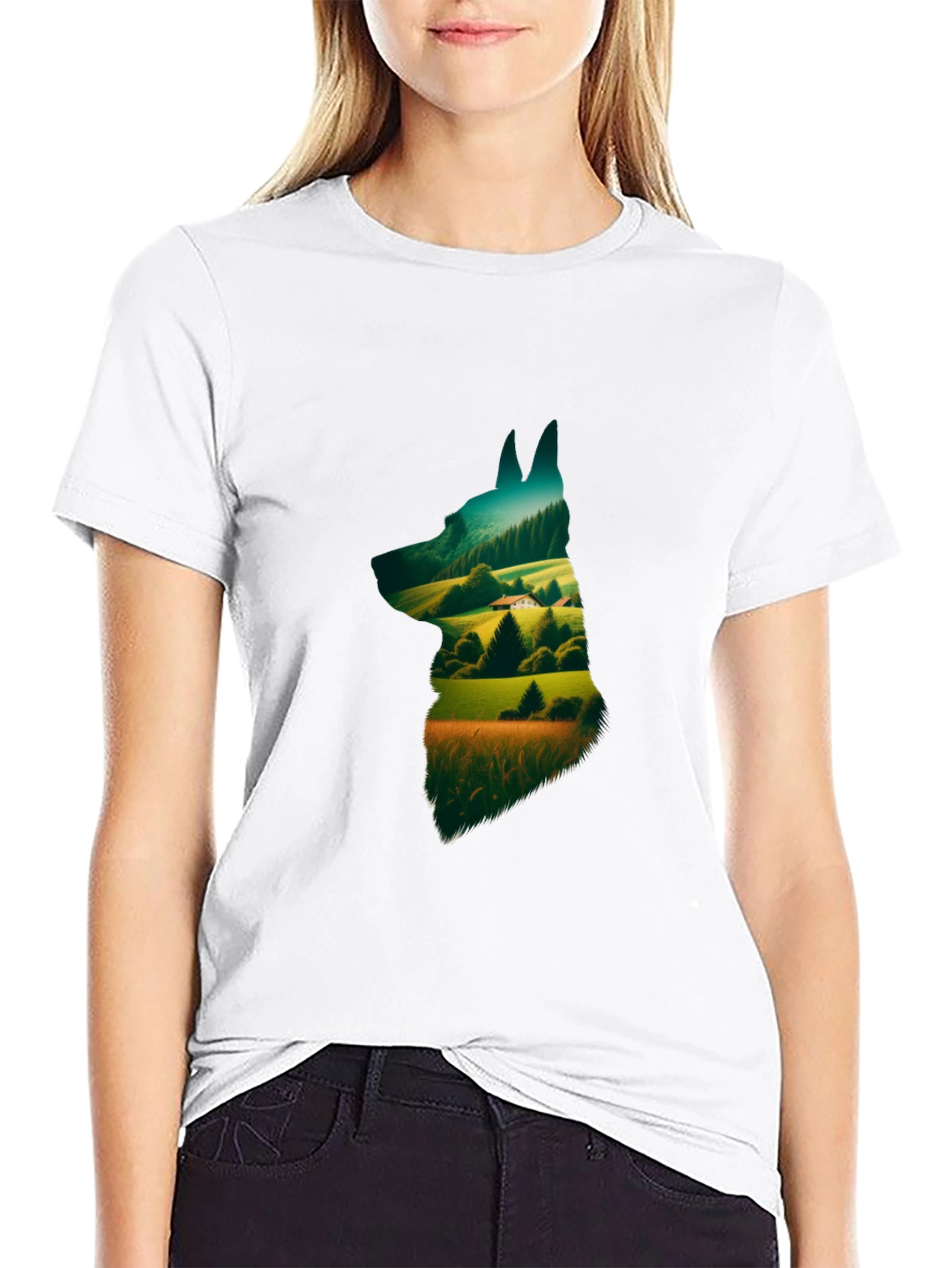 Nature Dog Graphic Tee - Stylish Black Cotton Shirt