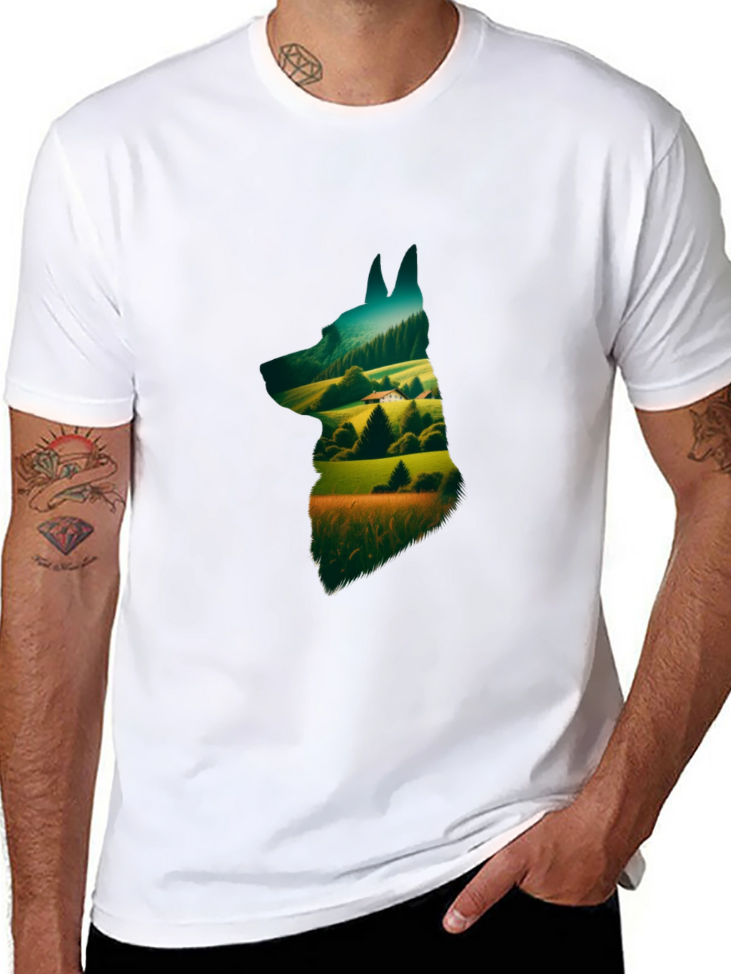 Nature Dog Graphic Tee - Stylish Black Cotton Shirt