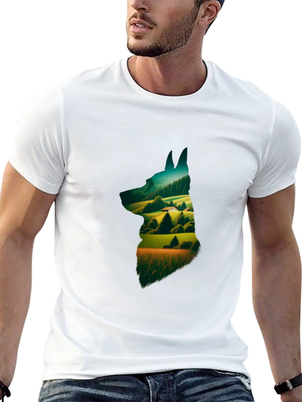 Nature Dog Graphic Tee - Stylish Black Cotton Shirt