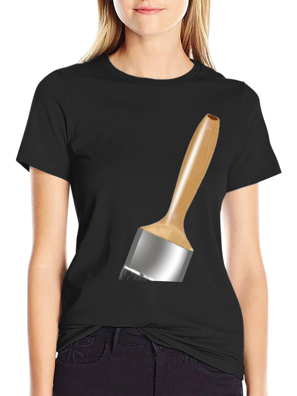 Paint Brush Graphic Tee - Black Cotton Blend