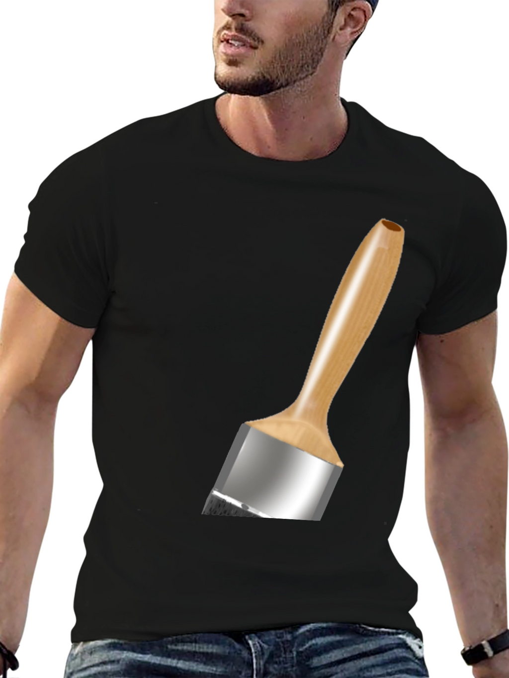 Paint Brush Graphic Tee - Black Cotton Blend