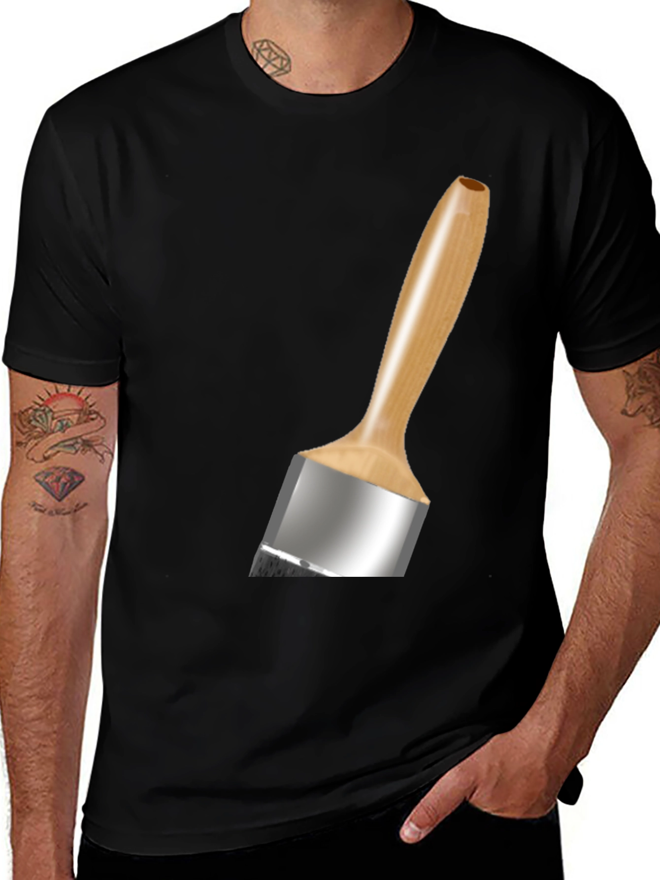 Paint Brush Graphic Tee - Black Cotton Blend