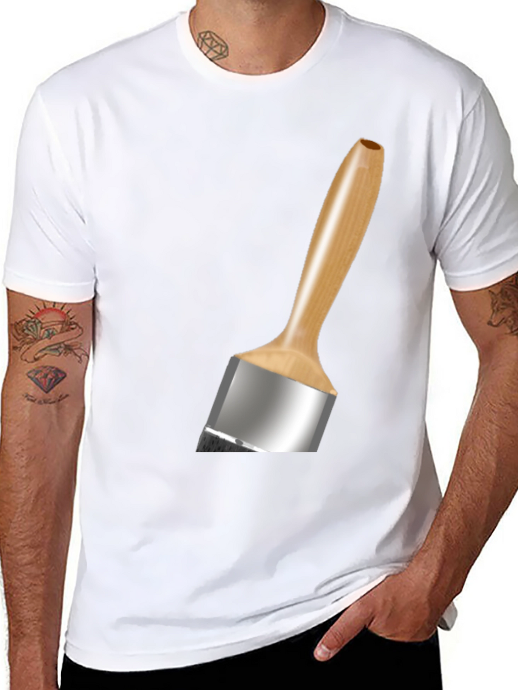 Paint Brush Graphic Tee - Black Cotton Blend