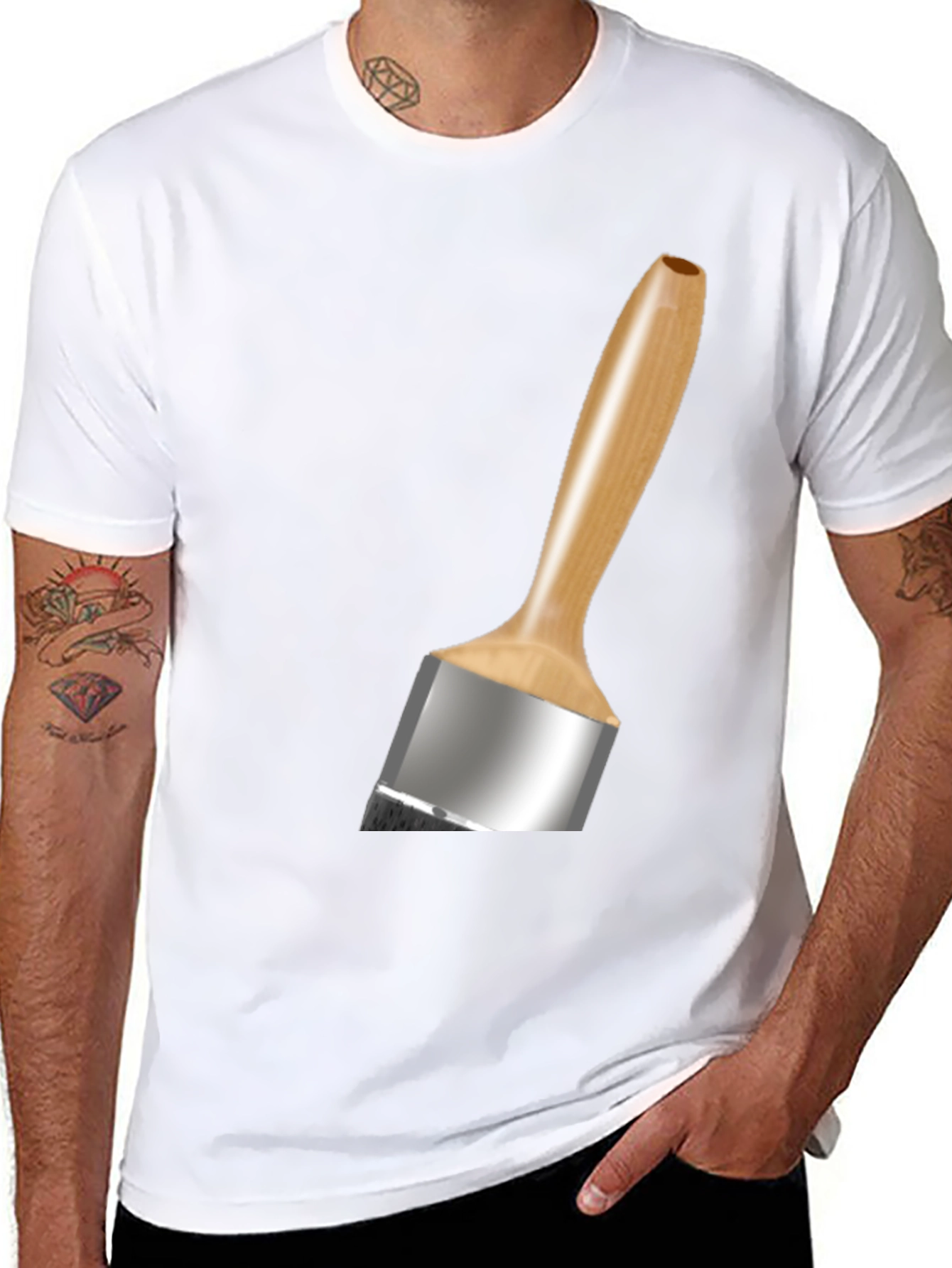 Paint Brush Graphic Tee - Black Cotton Blend