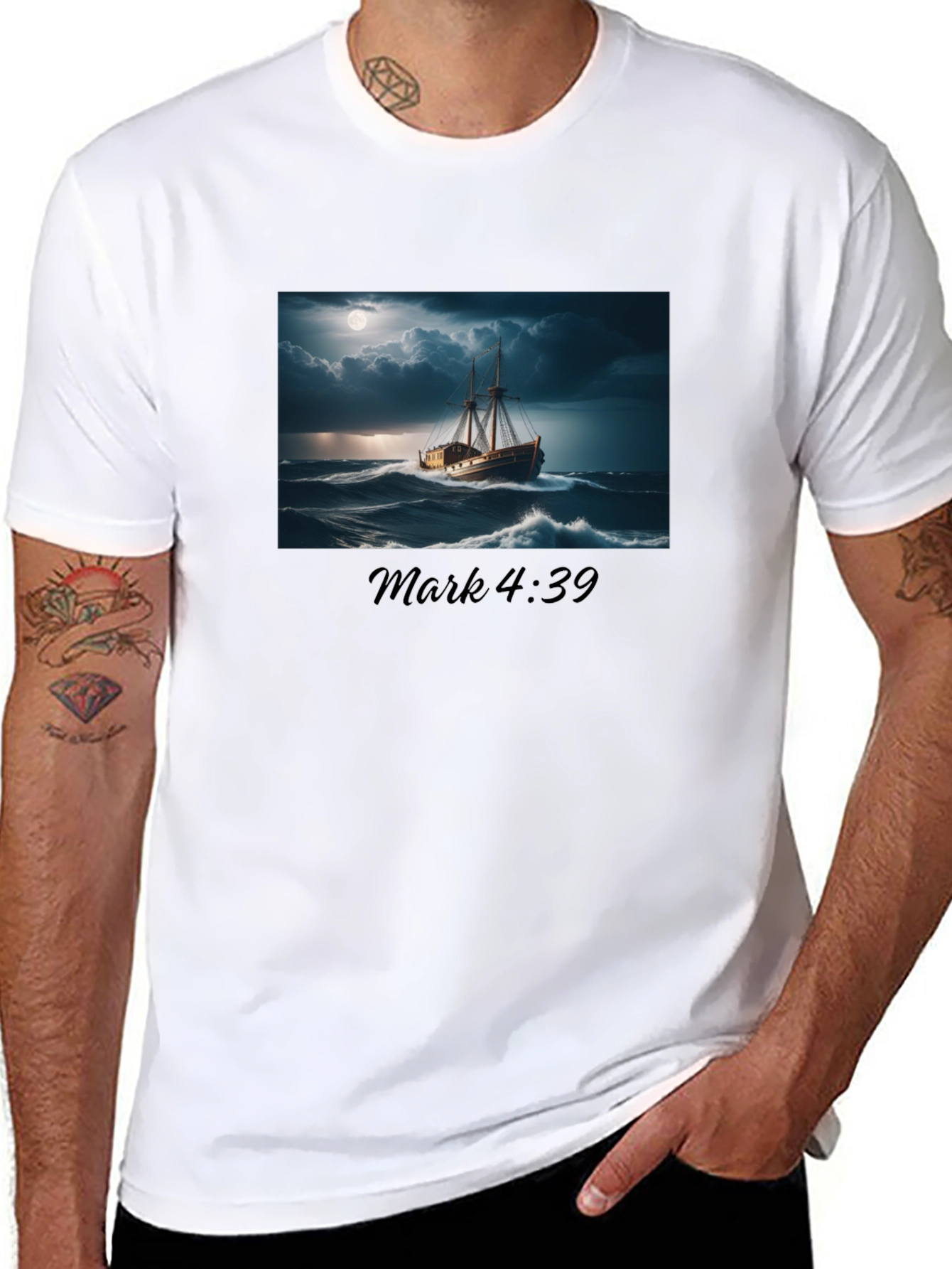 Mark 4:39 Ship Graphic T-Shirt