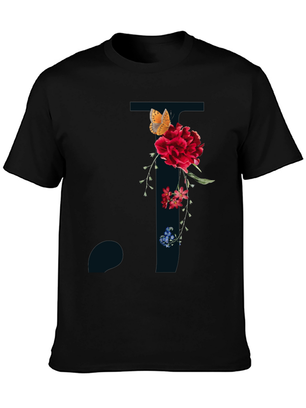 Floral Letter T Shirt - Stylish Initial Tee