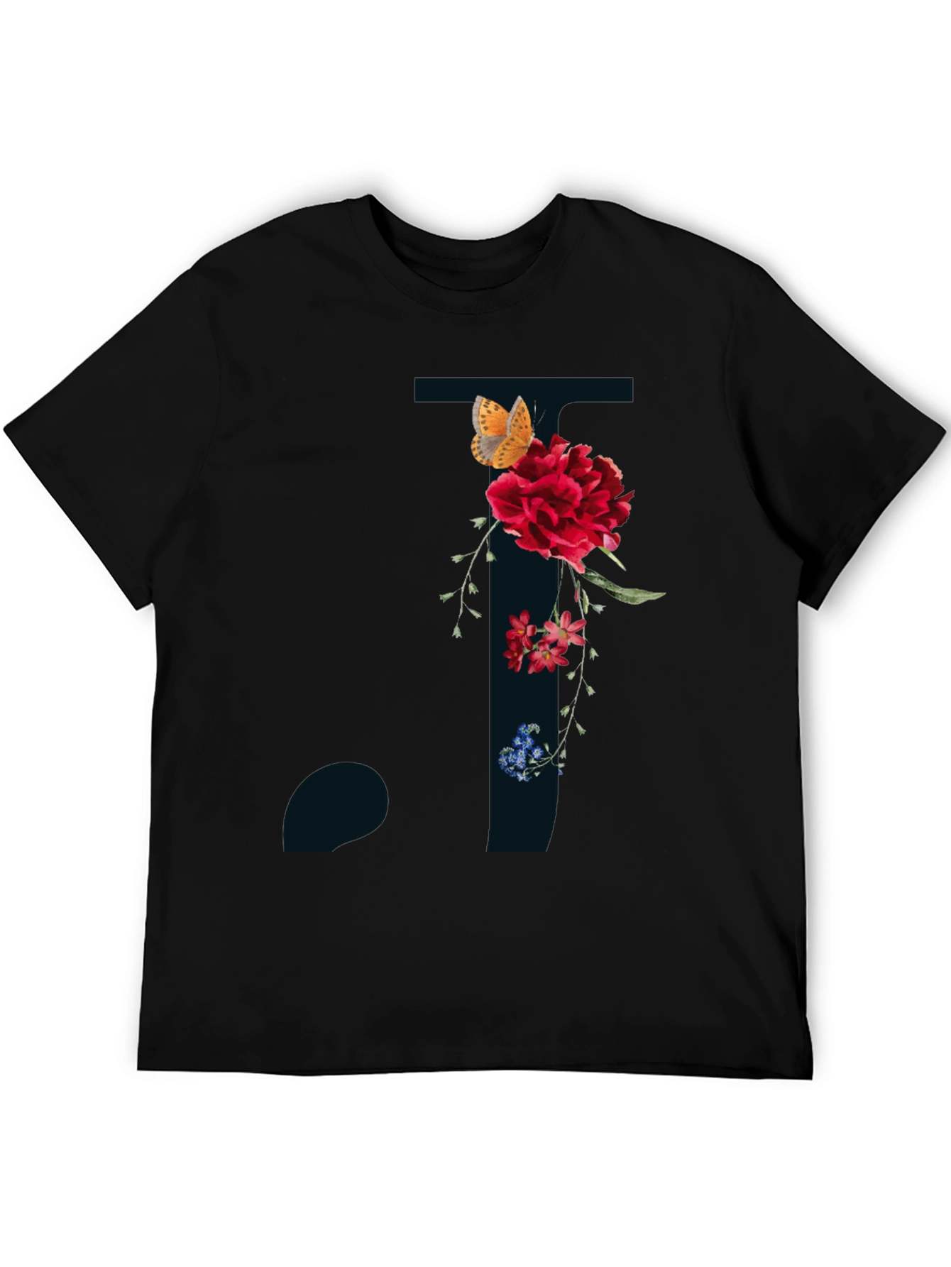 Floral Letter T Shirt - Stylish Initial Tee