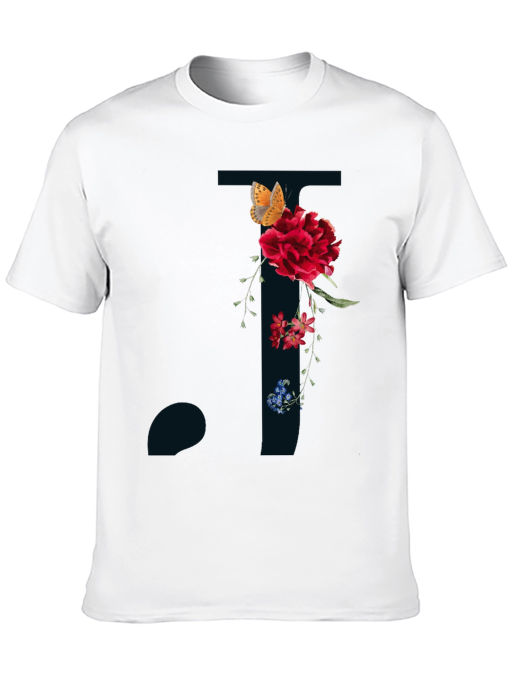 Floral Letter T Shirt - Stylish Initial Tee
