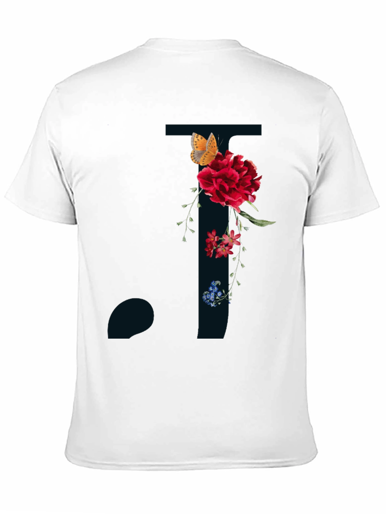 Floral Letter T Shirt - Stylish Initial Tee