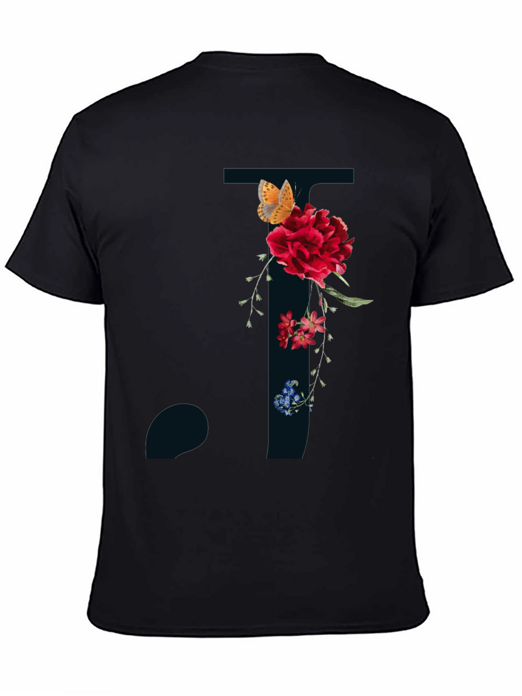 Floral Letter T Shirt - Stylish Initial Tee