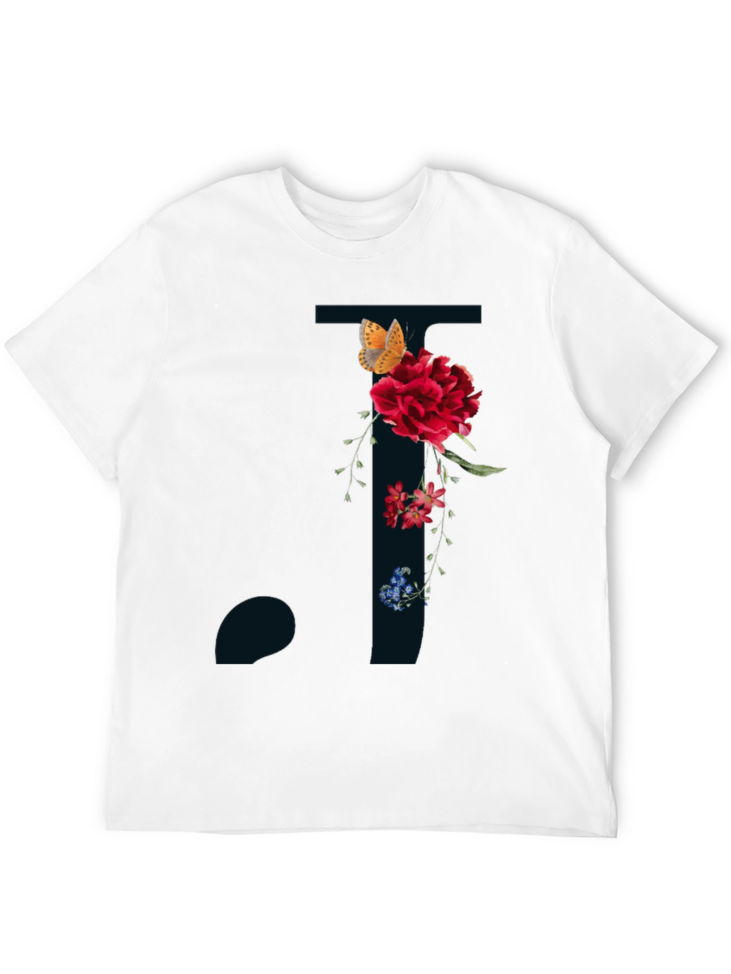 Floral Letter T Shirt - Stylish Initial Tee