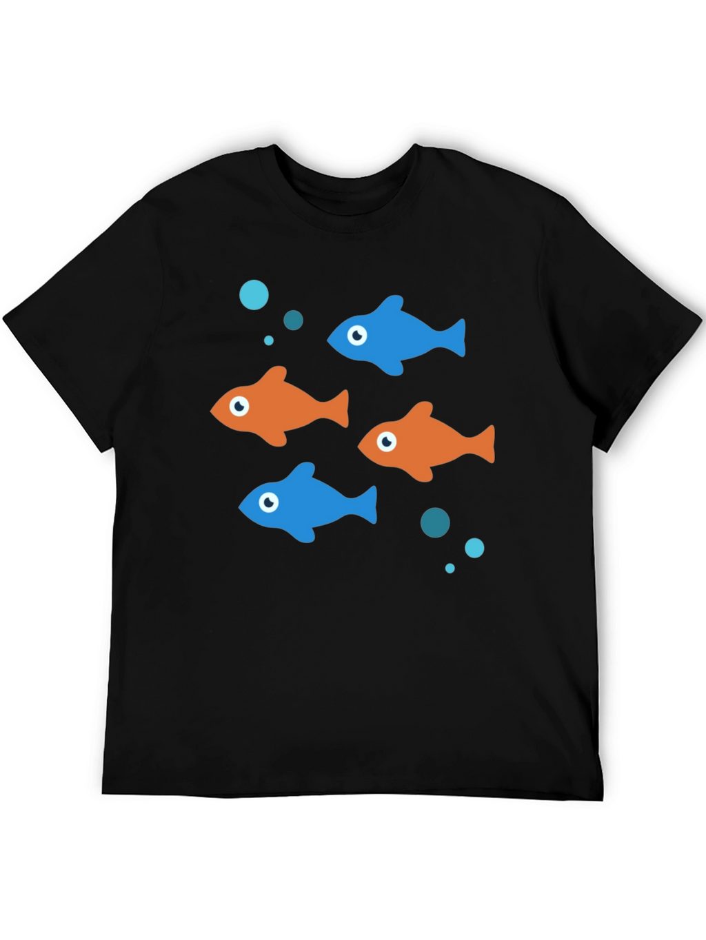 Fun Fish Graphic Tee - Black Cotton T-Shirt