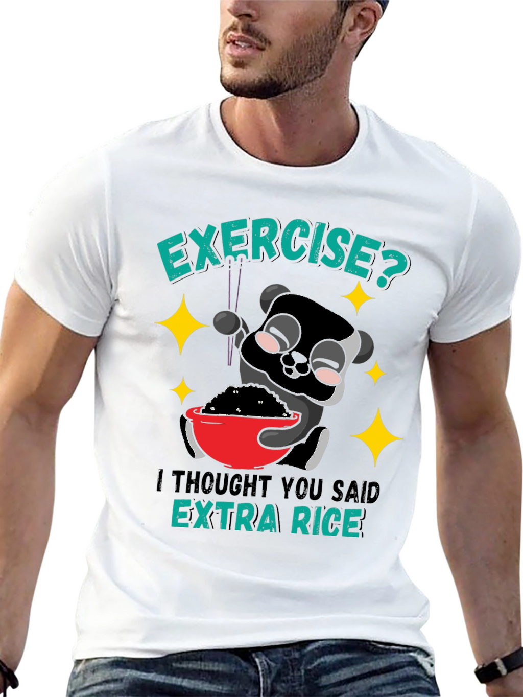 Funny Panda Extra Rice Graphic T-Shirt
